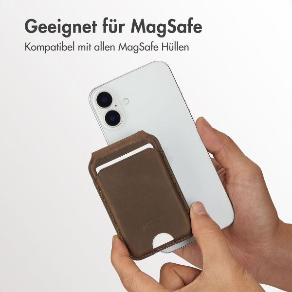 Accezz Vintage Leder MagSafe Kartenhalter mit Ständer - Rustic Brown