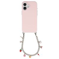 Selencia Rivièra MagSafe Backcover mit abnehmbaren Haken für das Apple iPhone 17 - Sorbet Pink + Chain Charm - Silver