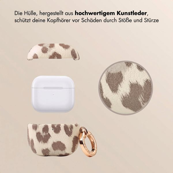 Selencia Sabi Hülle Panthermuster  Apple Airpods 4 - Soft Ivory