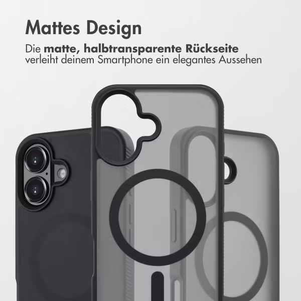 Accezz Rugged Frosted Back Cover mit MagSafe Apple iPhone 16 - Schwarz