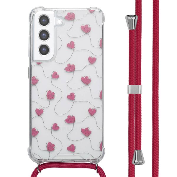imoshion Design Hülle mit Band Samsung Galaxy S21 FE - Dusty Rose Connected Hearts