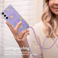 imoshion Design Hülle mit Band Samsung Galaxy A55 - Tropical Violet Flowers Connect