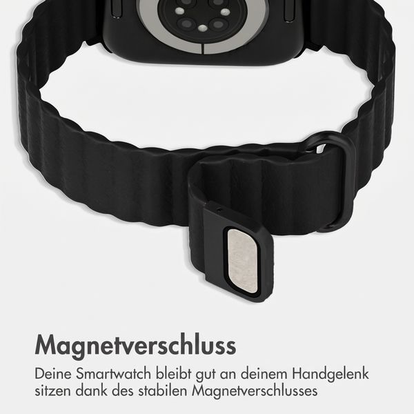 imoshion Magnetisches Kunstlederarmband für Apple Watch | 44/45/46/49 mm - Schwarz