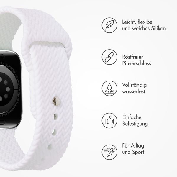 imoshion Geflochtenes Silikonarmband für das  Apple Watch Series 1 t/m 9 / SE (38/40/41 mm) | Series 10 / 11 (42 mm) - Weiß