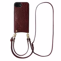 Selencia Nova Croco HandyHülle mit Kordel und Kartenhalter Apple iPhone 17e / 16e - Choco Brown
