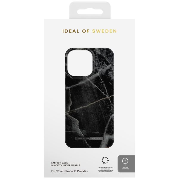 iDeal of Sweden Fashion Back Case für das iPhone 15 Pro Max - Black Thunder Marble