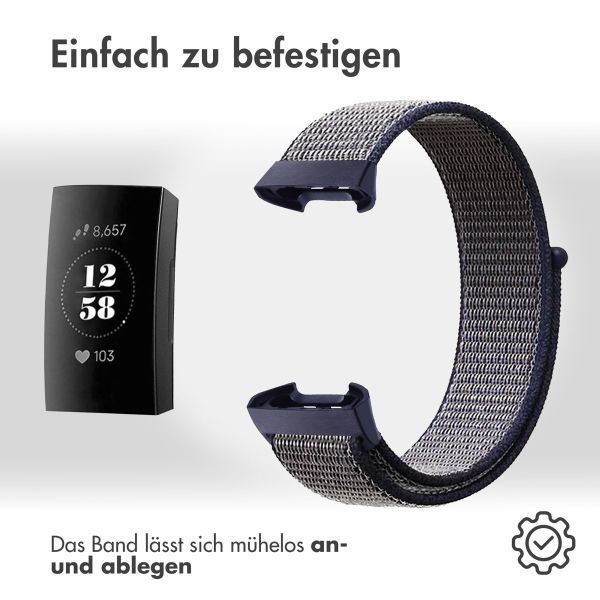 imoshion Nylonarmband für das Fitbit Charge 3 / 4 - Dunkelblau