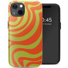 Selencia Vivid Tough Back Cover MagSafe für das iPhone 13 - Wavy Swirl Orange Fern