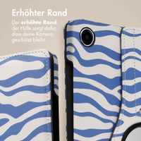 imoshion 360° drehbare Design Klapphülle für das Samsung Galaxy Tab A9 Plus - White Blue Stripes