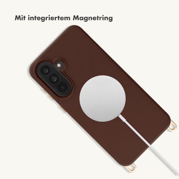 Selencia Rivièra Backcover mit MagSafe mit abnehmbaren Haken Samsung Galaxy A36 / A56 - Choco Brown