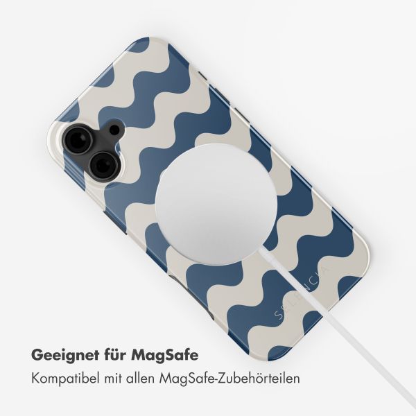 Selencia Vivid Tough Back Cover mit MagSafe für das iPhone 16 - Wave Vibes Classic Blue