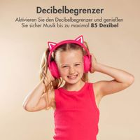 imoshion Kabellose Kinderkopfhörer LED Light Cat Ear - Dezibelbegrenzer - Mit AUX-Kabel - Hot Pink