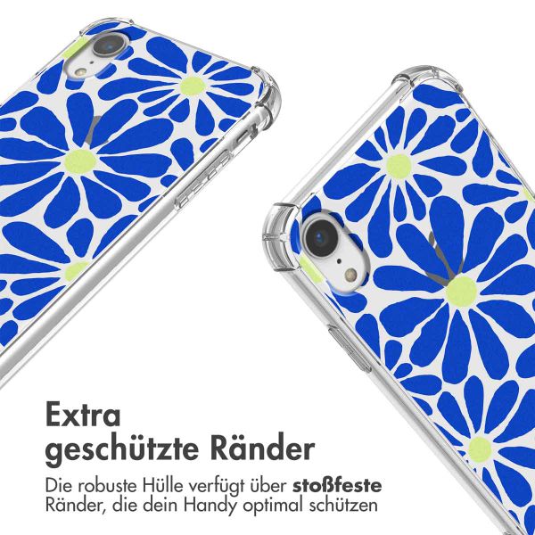 imoshion Design Hülle mit Band Apple iPhone Xr - Cobalt Blue Flowers Connect