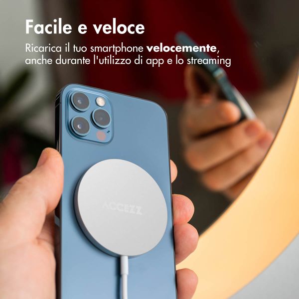 Accezz Wireless Charger USB-C - Drahtloses MagSafe und Qi2-Ladegerät - 1 Meter - Weiß