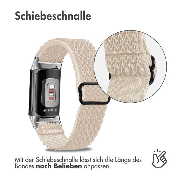 imoshion Elastische Nylonarmband für das Fitbit Charge 5 / Charge 6 - Beige