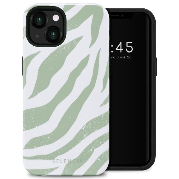 Selencia Vivid Back Cover Apple iPhone 13 - Colorful Zebra Sage Green