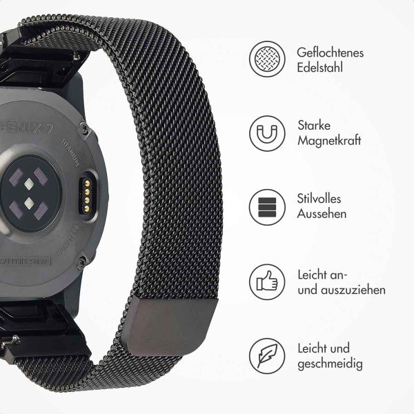 imoshion QuickFit® Milanese Armband -   Garmin 22 mm Anschluss - Schwarz