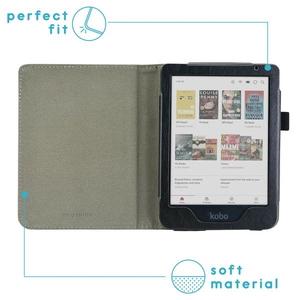 imoshion Vegan Leather Klapphülle für das Kobo Clara Colour / Clara BW / Tolino Shine 5 / Shine Color - Schwarz