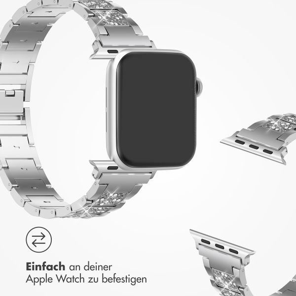 Selencia Sparkle Armband für die Apple Watch Series 1 bis 9 / SE (38/40/41 mm) | Series 10 (42 mm) - Silber