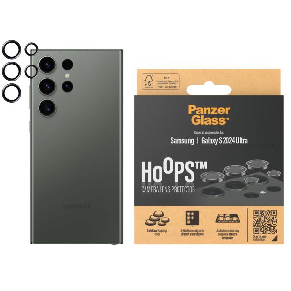 PanzerGlass Kameraprotektor Hoops Optic Rings für das Samsung Galaxy S24 Ultra - Black