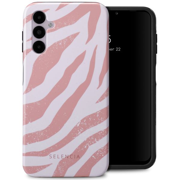 Selencia Vivid Tough Back Cover für das Samsung Galaxy A14 (5G/4G) - Colorful Zebra Old Pink