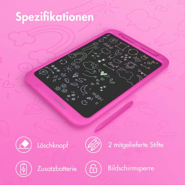 imoshion LCD-Zeichentablett für Kinder - Mit Farbbildschirm und 2 Stiften - Hot Pink