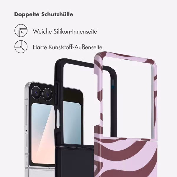 Selencia Vivid Back Cover Samsung Galaxy Z Flip 7 - Wavy Swirl Pink Plum