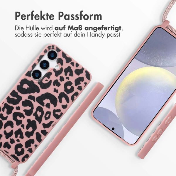 imoshion Silikonhülle design mit Band für das Samsung Galaxy S25 - Animal Pink