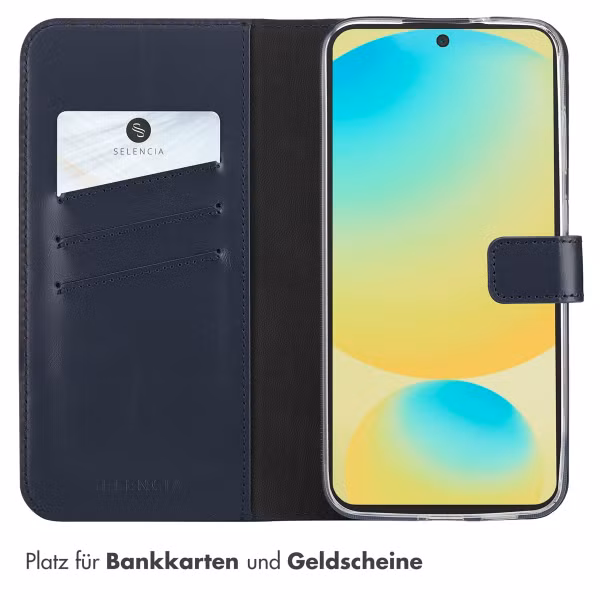Selencia Echtleder Klapphülle Samsung Galaxy S25 FE - Blau