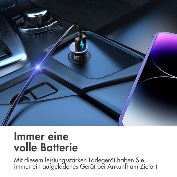 imoshion ﻿Mini-Autoladegerät - 2 Anschlüsse – USB-A–Schnellaufladung – USB-C-Stromversorgung - 60 Watt – Schwarz