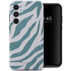 Selencia Vivid Tough Back Cover für das Samsung Galaxy A35 - Colorful Zebra Pine Blue