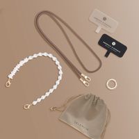 Selencia Handykette Set mit Perlen und Muscheln - Mocha Brown