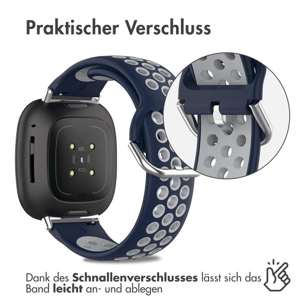 imoshion Silikonband Sport für das Fitbit Versa 4 / 3 / Sense (2) - Blau/Grau