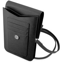 Guess Saffiano Triangle Handytasche - Geeignet für Smartphones bis 7 Zoll - Schwarz