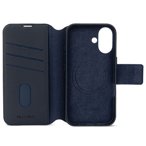 Decoded 2 in 1 Leather Klapphülle MagSafe für das iPhone 16 - Navy