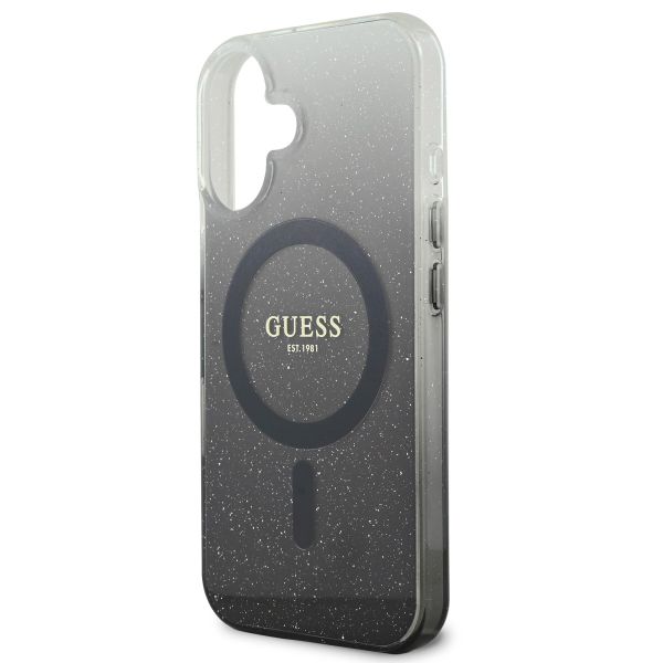 Guess MagSafe IML Glitter Gradient Case für das iPhone 16 - Black