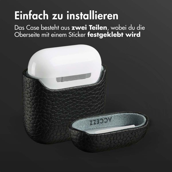Accezz Echtes Leder Case Apple AirPods 1 / 2 - Schwartz