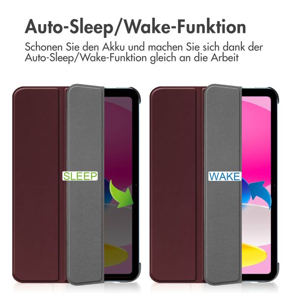 imoshion Trifold Klapphülle Apple iPad 11 (2025) 11 Zoll A16 / iPad 10 (2022) 10.9 Zoll - Bordeaux