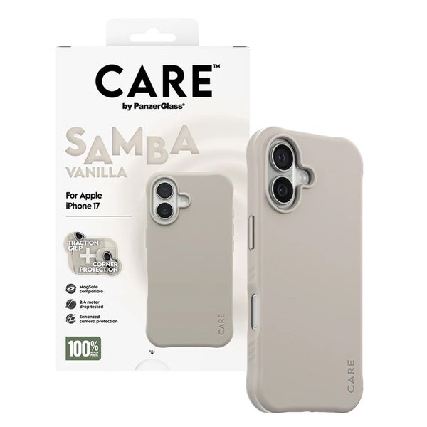 CARE by PanzerGlass Modisches Case Samba mit MagSafe Apple iPhone 17 - Vanilla Beige