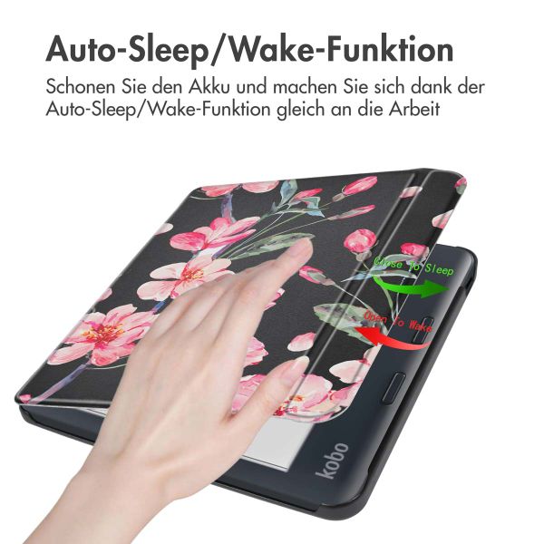 imoshion Design Slim Hard Case Sleepcover mit Stand für das Kobo Libra Colour / Tolino Vision Color - Blossom
