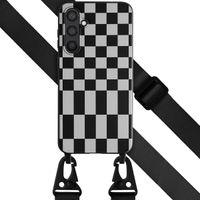 Selencia SilikonHülle design mit abnehmbarem Band Samsung Galaxy S23 FE - Irregular Check Black