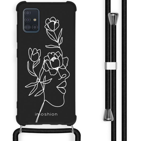 imoshion Design Hülle mit Band für das Samsung Galaxy A51 - Woman Flower Black