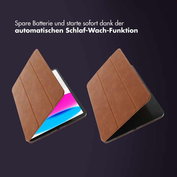 Accezz Leder Trifold Klaphülle Apple iPad 11 (2025) 11 Zoll A16 / iPad 10 (2022) 10.9 Zoll - Cognac