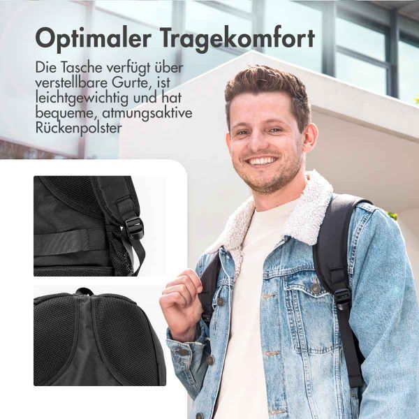 imoshion ﻿Laptop-Rucksack mit USB-Anschluss - Geeignet für Laptops bis 15.6 Zoll - Laptop-Rucksack für Herren - Schwarz