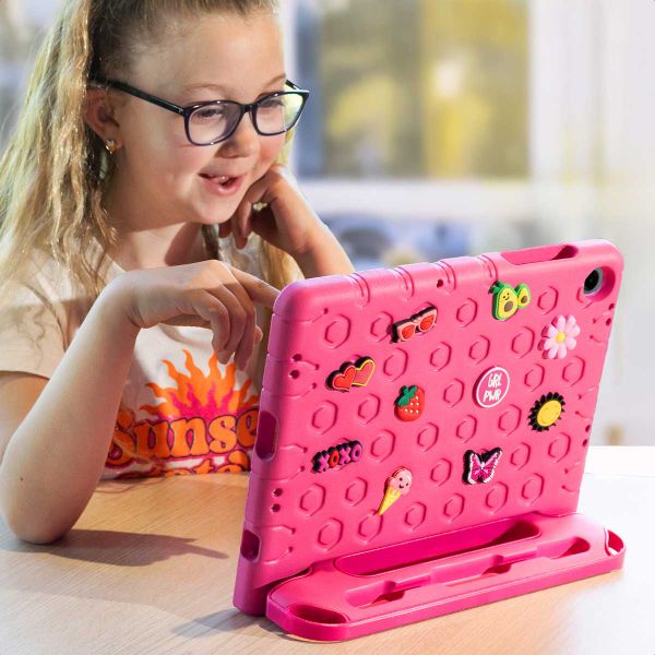 imoshion Kindersichere Schutzhülle mit abnehmbaren Ansteckern Samsung Galaxy Tab A11 Plus / A9 Plus - Rosa