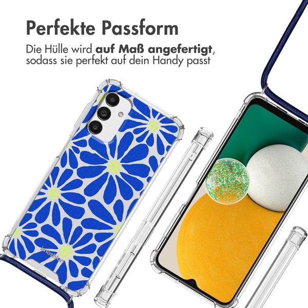 imoshion Design Hülle mit Band Samsung Galaxy A13 (5G) - Cobalt Blue Flowers Connect