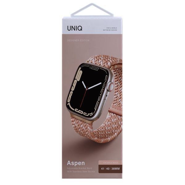 Uniq Aspen Designer Edition Geflochtenes Armband für die Apple Watch Series 1 bis 9 / SE (38/40/41 mm) | Series 10 (42 mm) - Citrus Pink