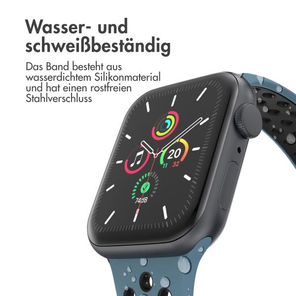 imoshion Sportarmband⁺ für die Apple Watch Series 1 bis 10 / SE / Ultra (2) (44/45/46/49 mm) - Größe M/L - Celestial Teal & Black