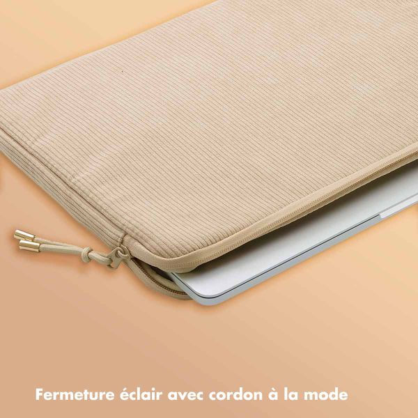 Selencia Cord Laptop Hülle 13-14 Zoll - Laptop Sleeve - Beige