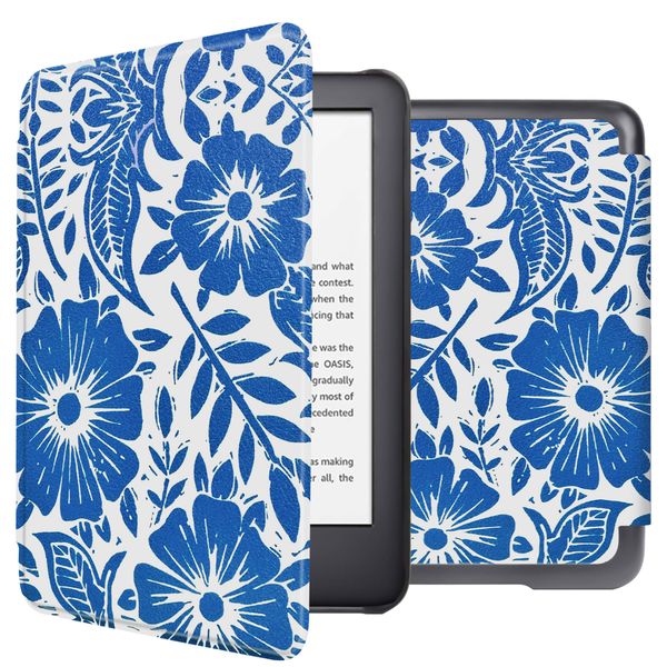 imoshion Design Slim Hard Case Sleepcover für das Amazon Kindle (2024) / Amazon Kindle (2022) 11th gen - Flower Tile